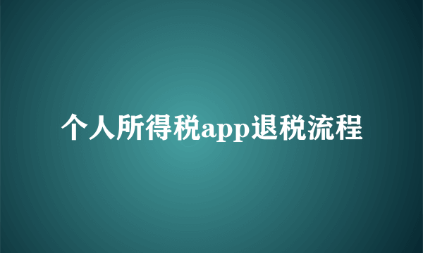 个人所得税app退税流程