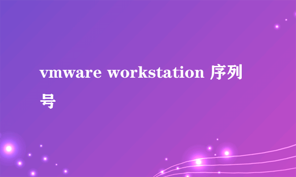 vmware workstation 序列号