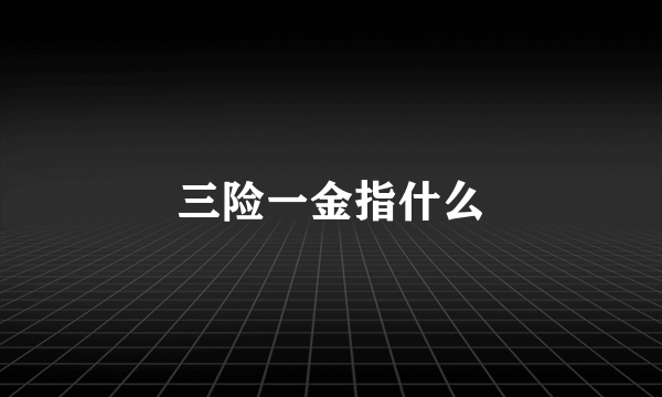 三险一金指什么