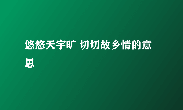 悠悠天宇旷 切切故乡情的意思