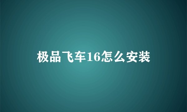 极品飞车16怎么安装