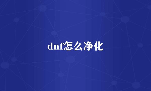 dnf怎么净化