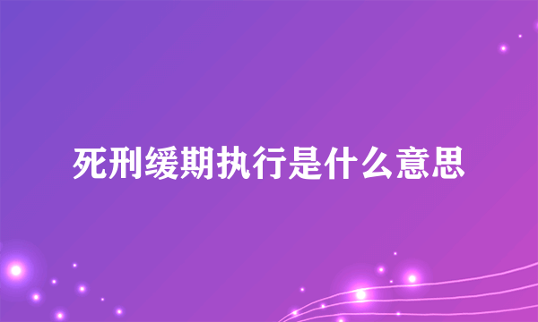 死刑缓期执行是什么意思