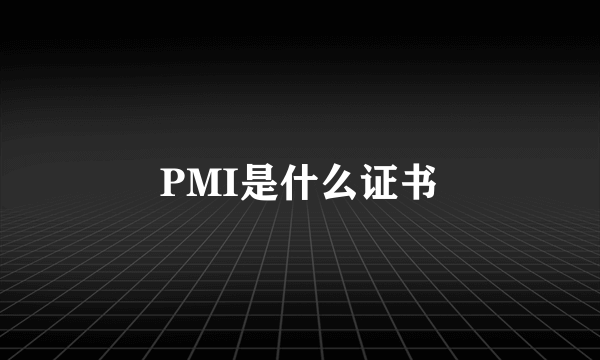 PMI是什么证书