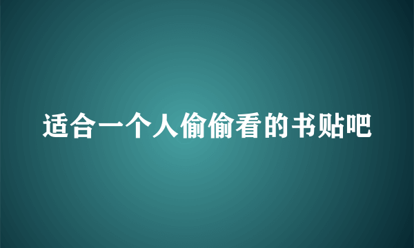 适合一个人偷偷看的书贴吧