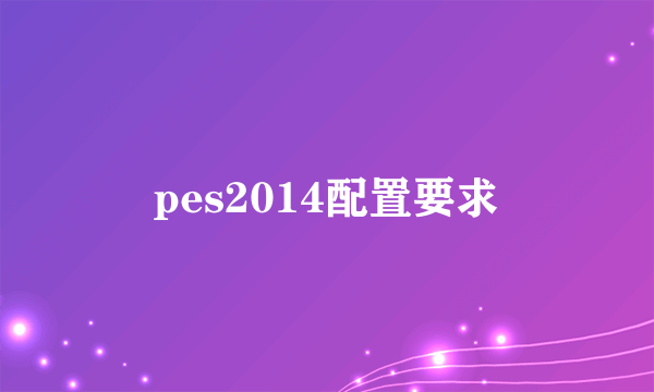 pes2014配置要求