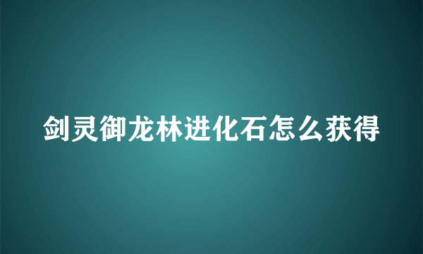 剑灵御龙林进化石怎么获得