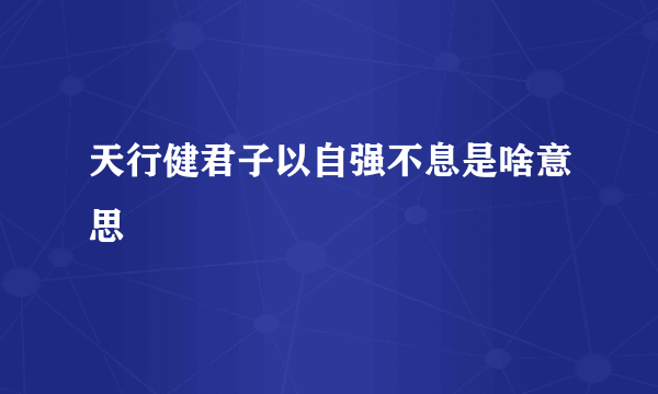 天行健君子以自强不息是啥意思