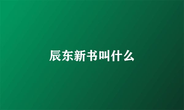 辰东新书叫什么