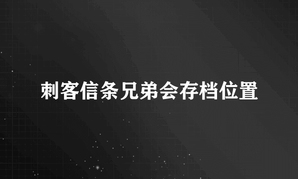 刺客信条兄弟会存档位置