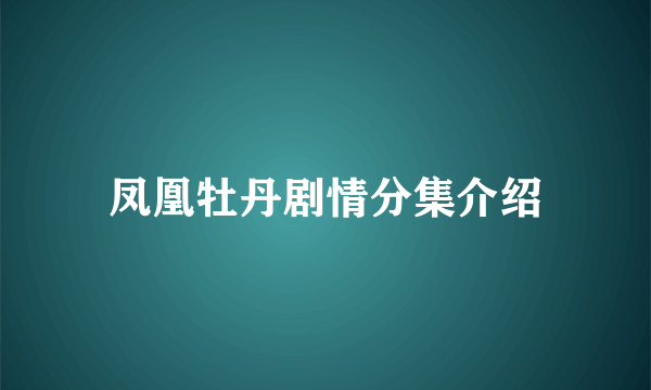 凤凰牡丹剧情分集介绍