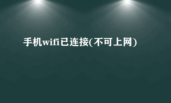 手机wifi已连接(不可上网)