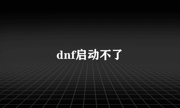 dnf启动不了