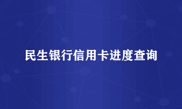 民生银行信用卡进度查询