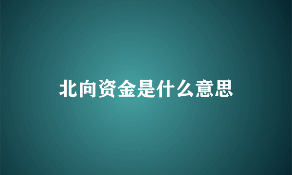 北向资金是什么意思