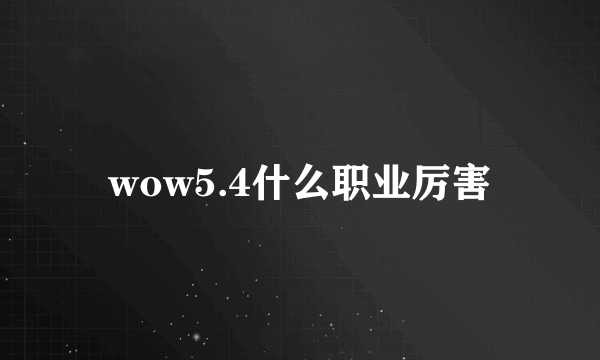 wow5.4什么职业厉害