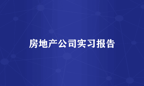 房地产公司实习报告