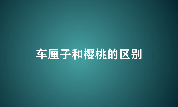 车厘子和樱桃的区别