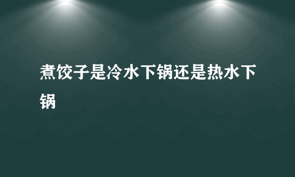 煮饺子是冷水下锅还是热水下锅