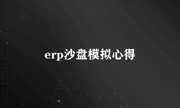 erp沙盘模拟心得