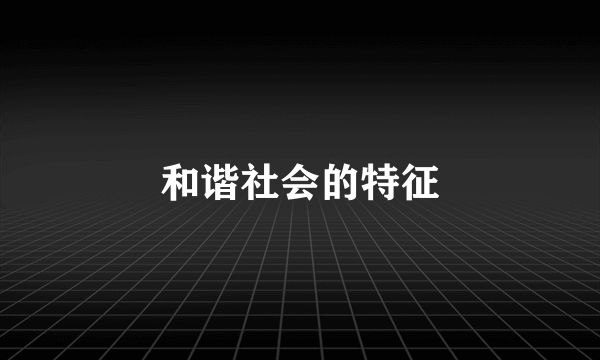 和谐社会的特征