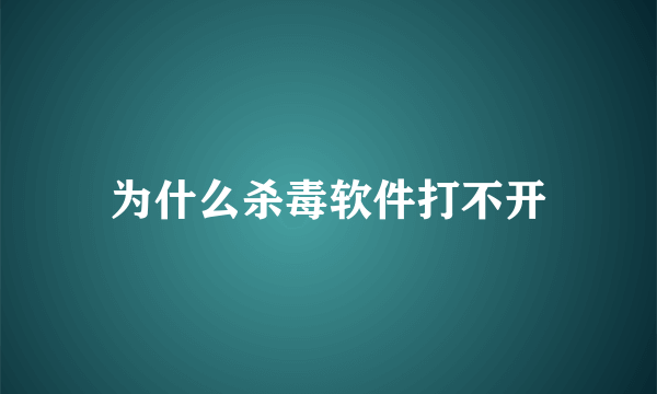 为什么杀毒软件打不开