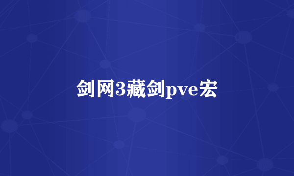 剑网3藏剑pve宏