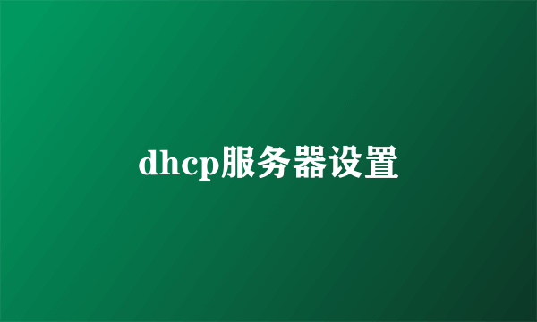 dhcp服务器设置