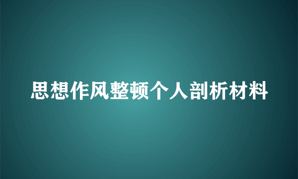 思想作风整顿个人剖析材料