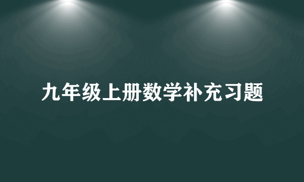 九年级上册数学补充习题