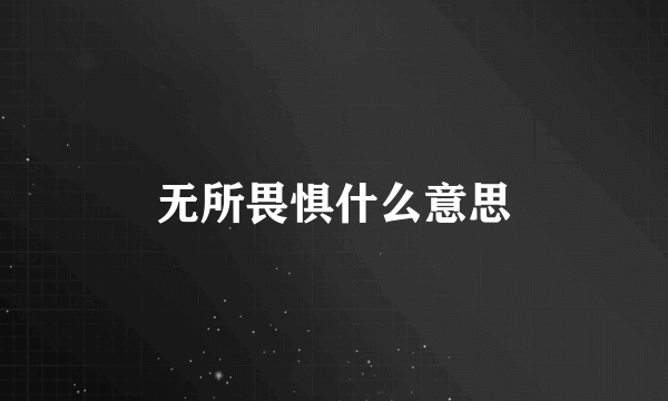 无所畏惧什么意思