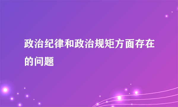 政治纪律和政治规矩方面存在的问题