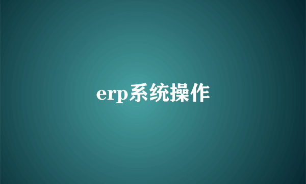 erp系统操作