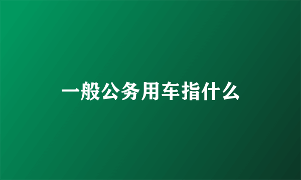 一般公务用车指什么