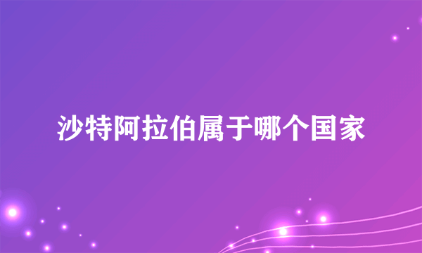 沙特阿拉伯属于哪个国家