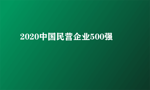 2020中国民营企业500强