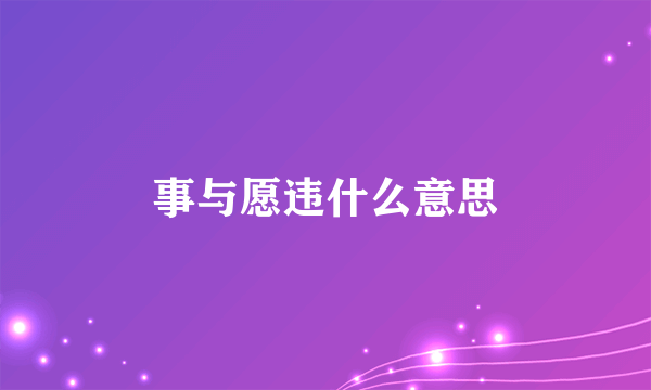 事与愿违什么意思