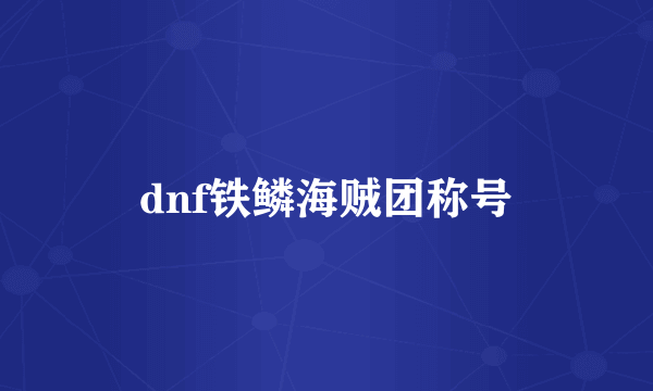 dnf铁鳞海贼团称号