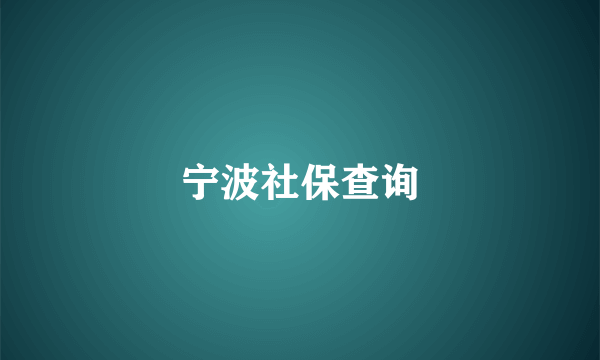 宁波社保查询