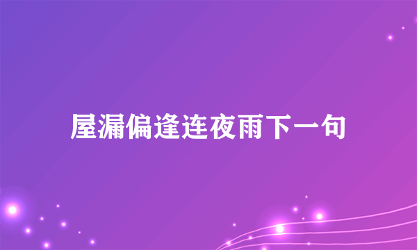 屋漏偏逢连夜雨下一句