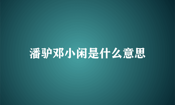 潘驴邓小闲是什么意思