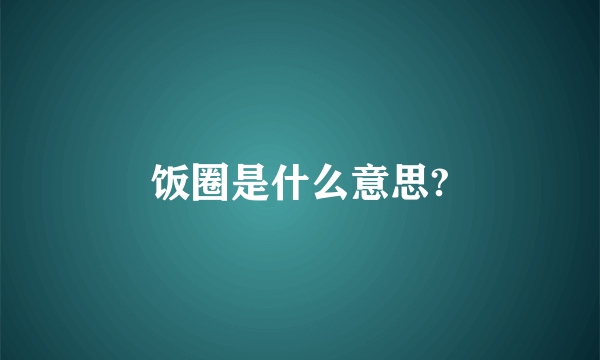 饭圈是什么意思?