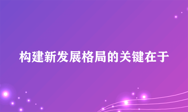 构建新发展格局的关键在于