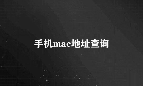 手机mac地址查询