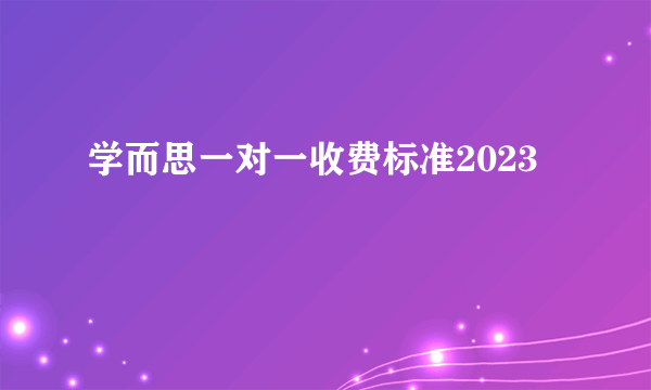 学而思一对一收费标准2023