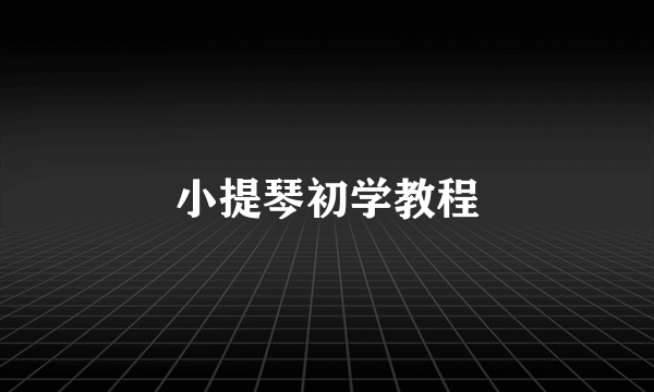 小提琴初学教程