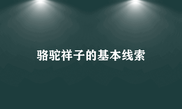 骆驼祥子的基本线索