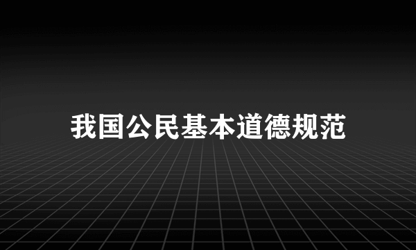 我国公民基本道德规范