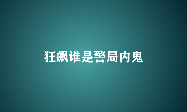 狂飙谁是警局内鬼