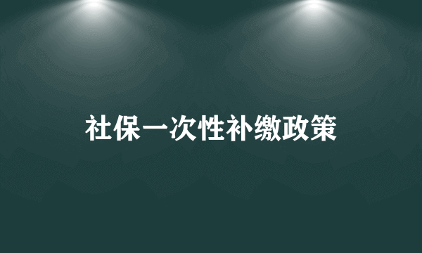 社保一次性补缴政策